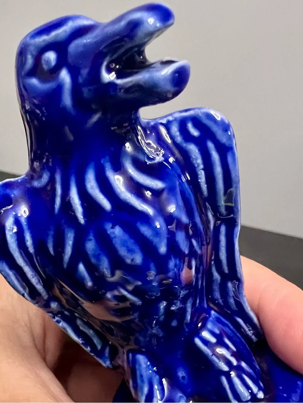 VTG Boyd Glass Cobalt Blue Eagle Pie Bird Vent 4.75” Diamond B USA Unique